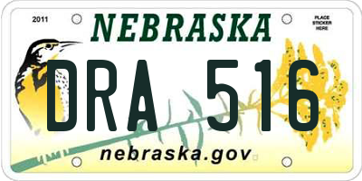 NE license plate DRA516