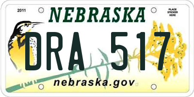 NE license plate DRA517