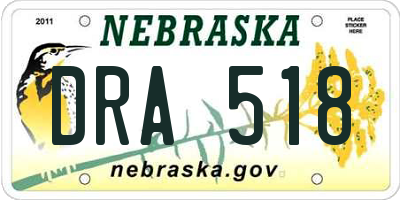 NE license plate DRA518