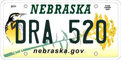 NE license plate DRA520