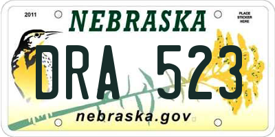 NE license plate DRA523