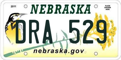NE license plate DRA529