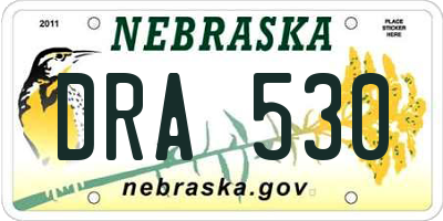 NE license plate DRA530