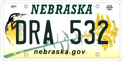 NE license plate DRA532