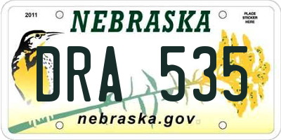 NE license plate DRA535