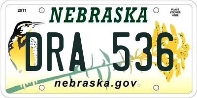 NE license plate DRA536