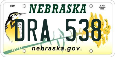 NE license plate DRA538