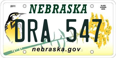NE license plate DRA547