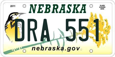 NE license plate DRA551