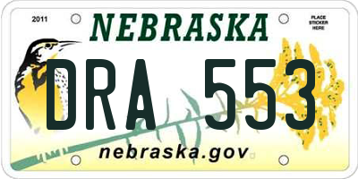 NE license plate DRA553