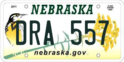 NE license plate DRA557