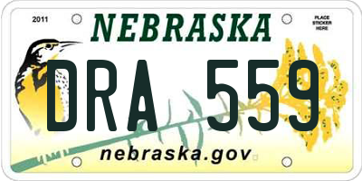 NE license plate DRA559