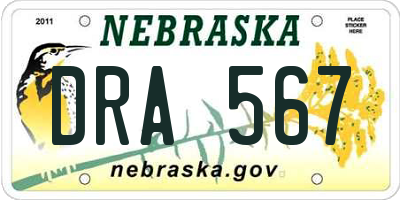 NE license plate DRA567