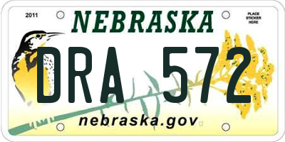 NE license plate DRA572