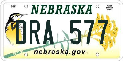 NE license plate DRA577