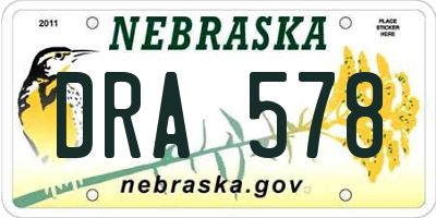NE license plate DRA578