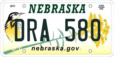 NE license plate DRA580