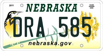NE license plate DRA585