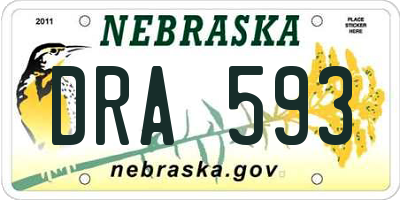 NE license plate DRA593