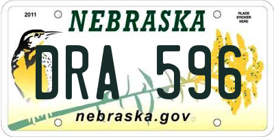 NE license plate DRA596