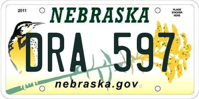 NE license plate DRA597