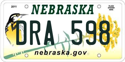 NE license plate DRA598