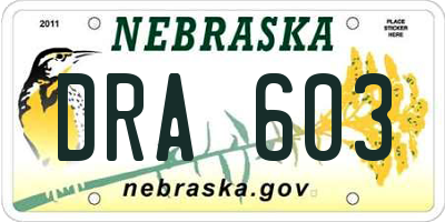 NE license plate DRA603