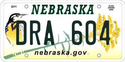 NE license plate DRA604