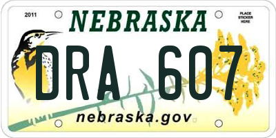 NE license plate DRA607