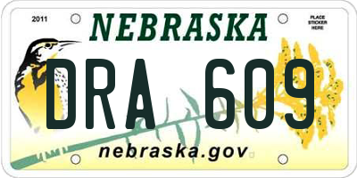 NE license plate DRA609