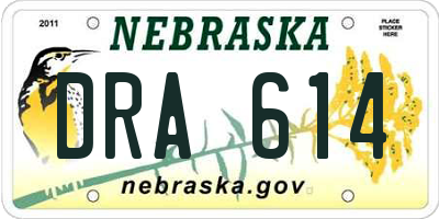 NE license plate DRA614