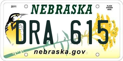 NE license plate DRA615