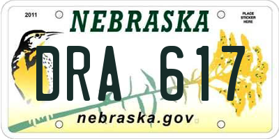 NE license plate DRA617