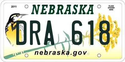 NE license plate DRA618