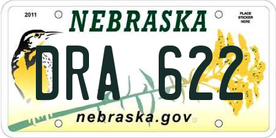 NE license plate DRA622