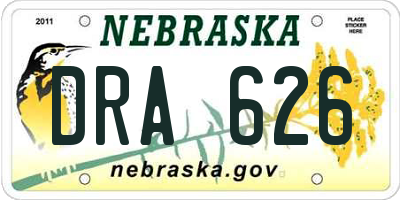 NE license plate DRA626