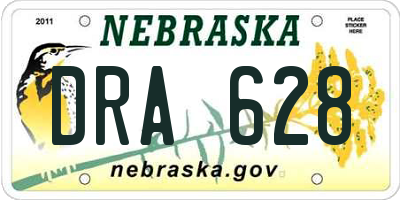 NE license plate DRA628