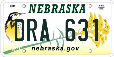 NE license plate DRA631