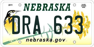 NE license plate DRA633