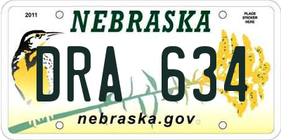 NE license plate DRA634