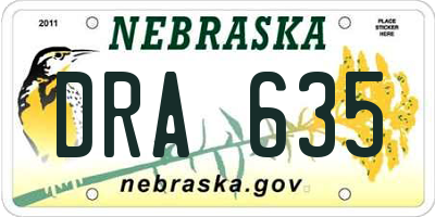 NE license plate DRA635