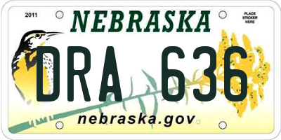 NE license plate DRA636