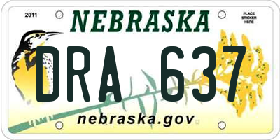 NE license plate DRA637