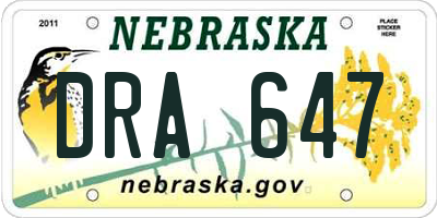 NE license plate DRA647