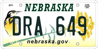NE license plate DRA649