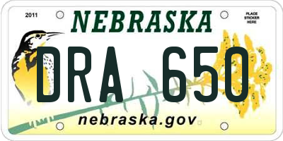NE license plate DRA650