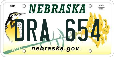 NE license plate DRA654