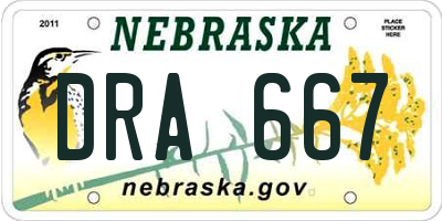 NE license plate DRA667