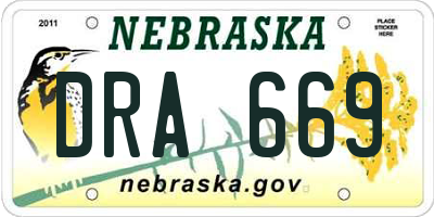 NE license plate DRA669