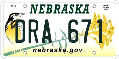 NE license plate DRA671
